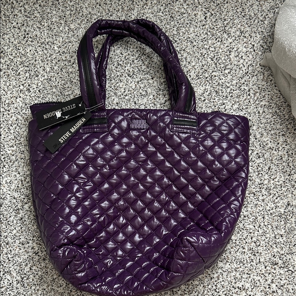 Steve Madden Deep Purple Quilted Tote